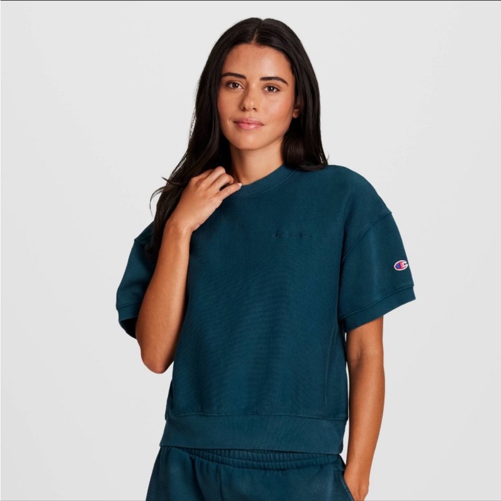 Champion Vintage Wash Short Sleeve Fleece T-Shirt - Blue XS NWT